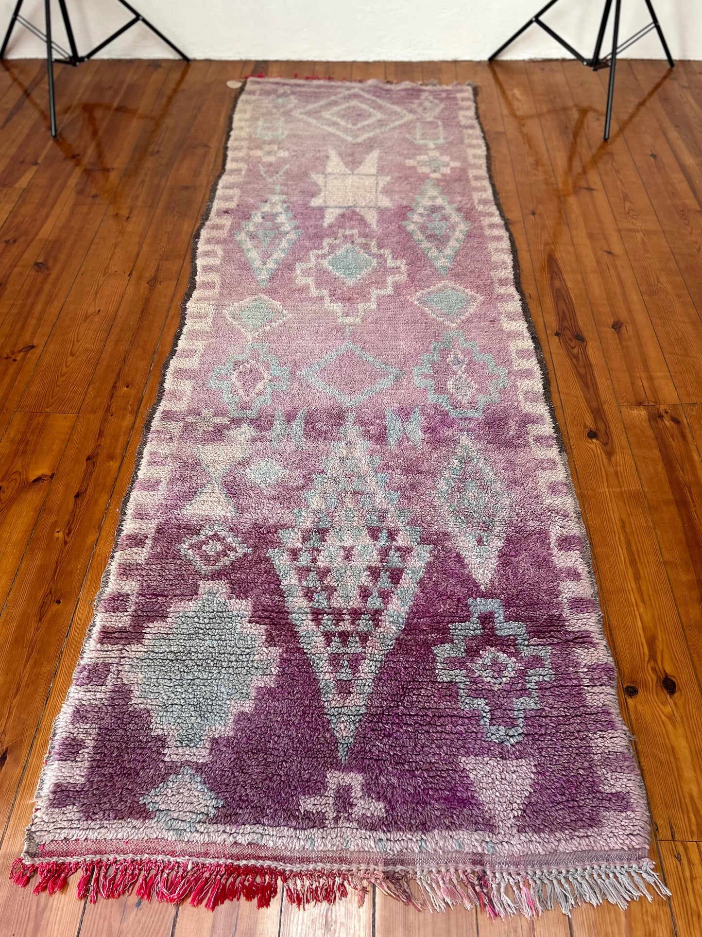 Purple Vintage Beni Mguild Runner; 310 x 108 cm (Moroccan Berber Carpet)
