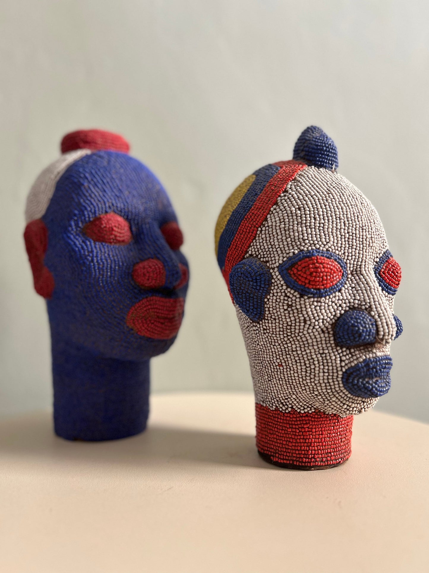White Unique Cameroon Beaded Head