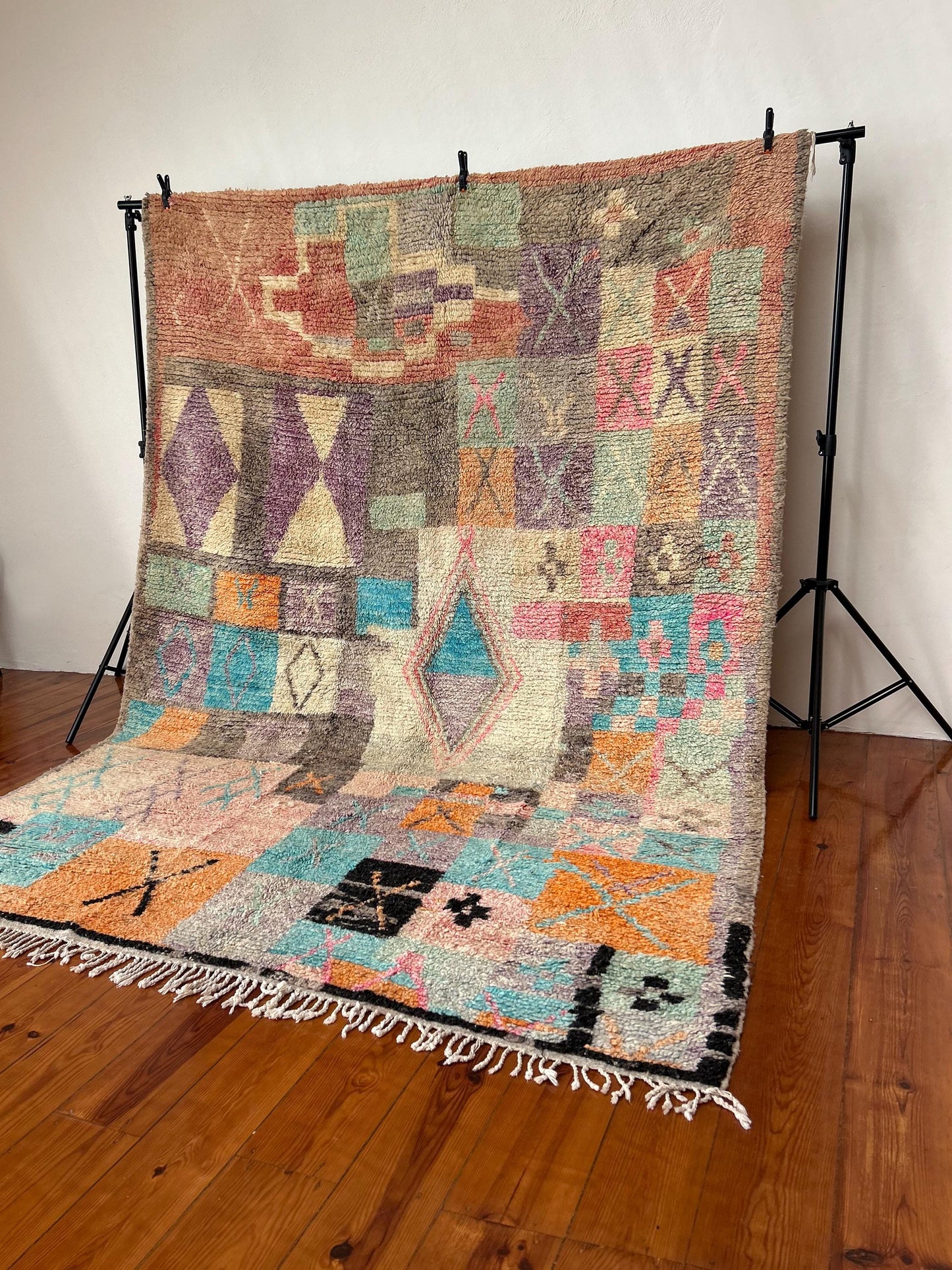 Multi-Coloured, Boujad Moroccan Handmade Rug; 300 x 200 cm (Berber Carpet)