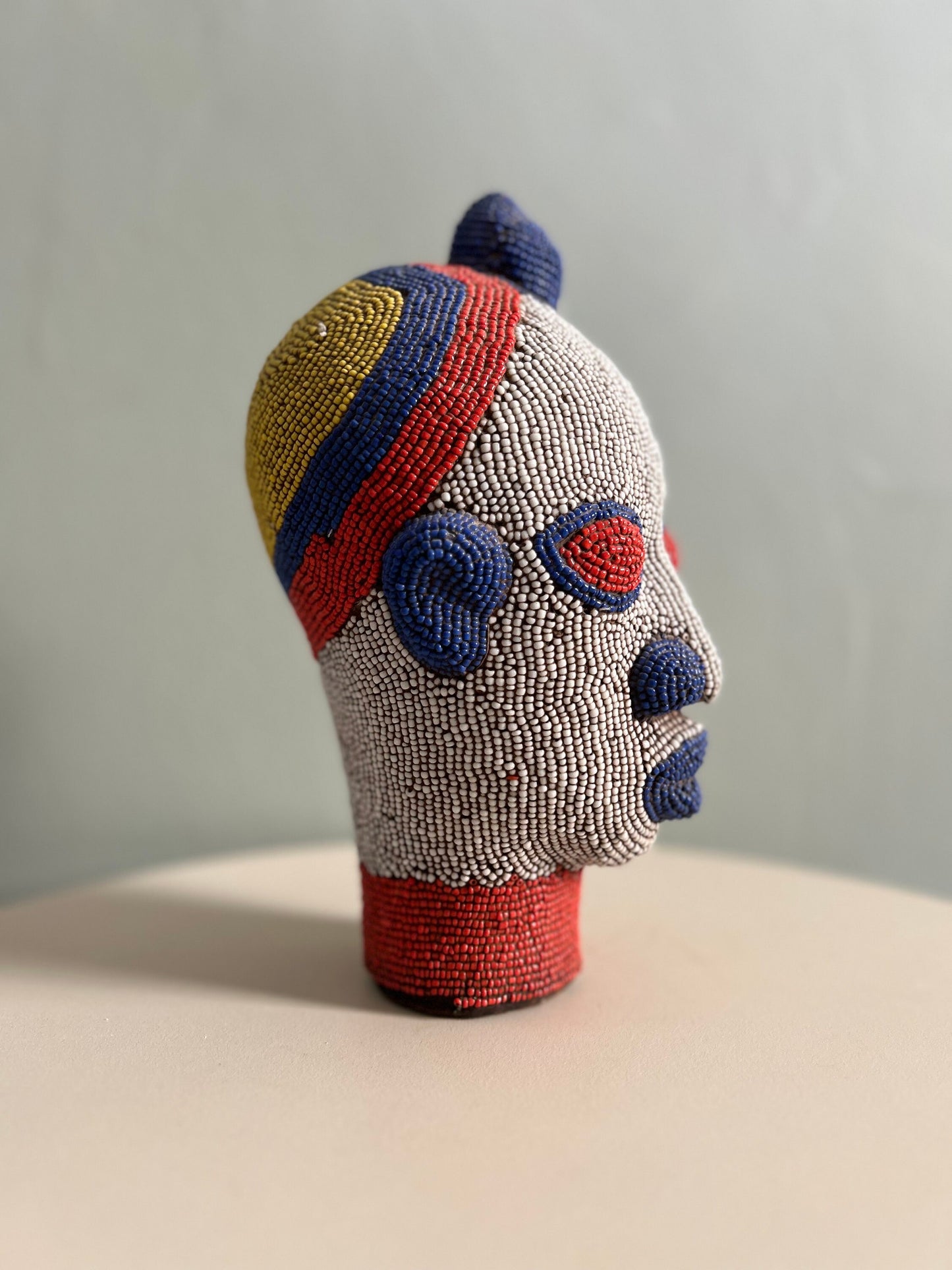 White Unique Cameroon Beaded Head