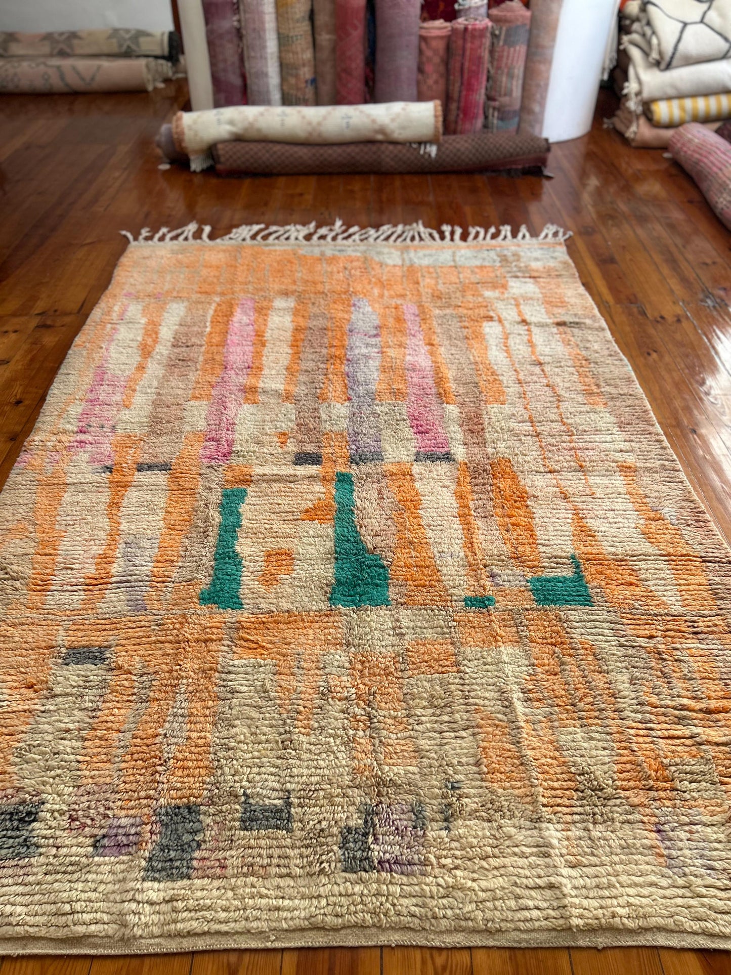Orange Boujad Moroccan Handmade Rug, 300 x 200 cm