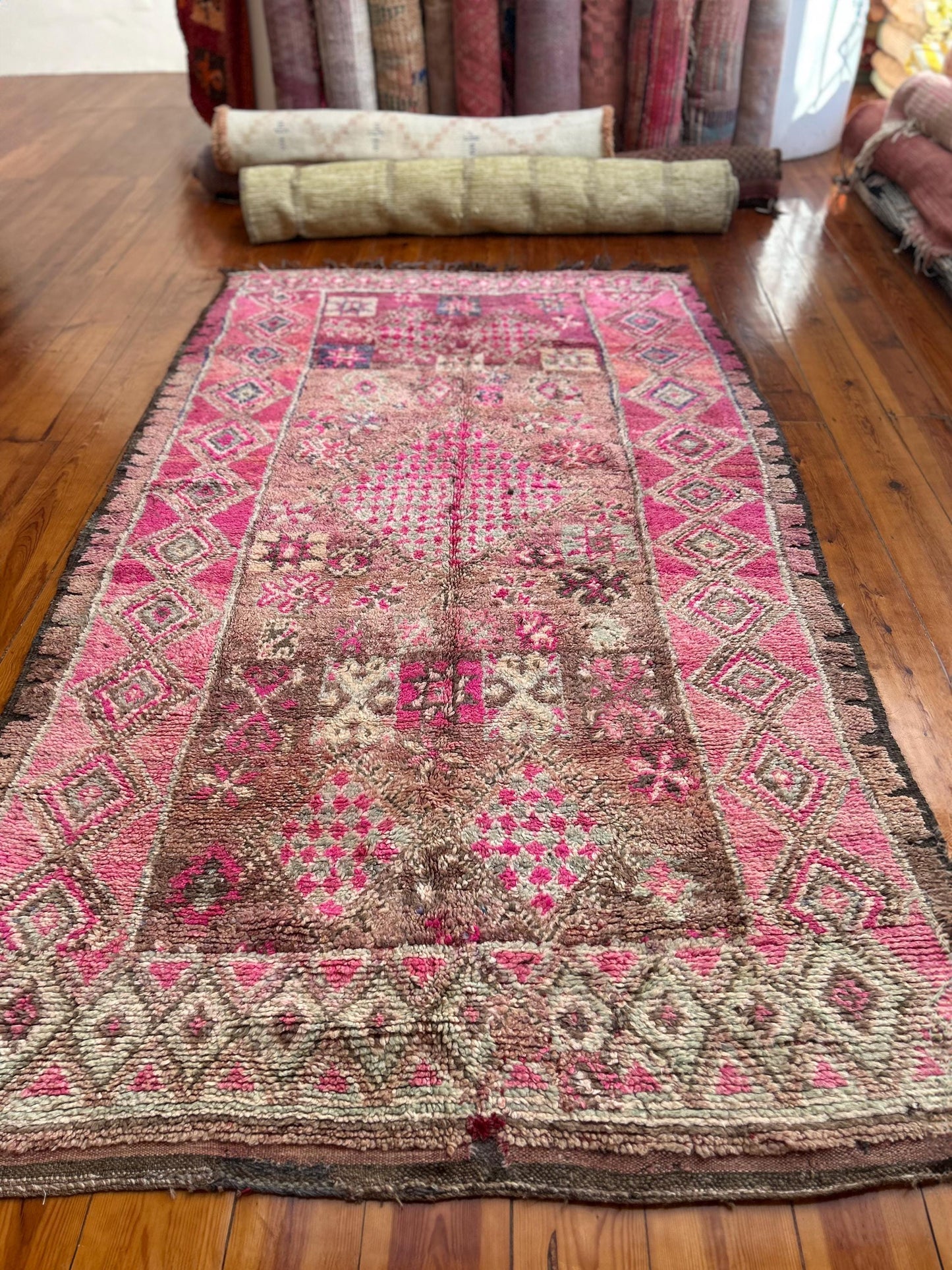 Pink Beni Mguild Moroccan Rug