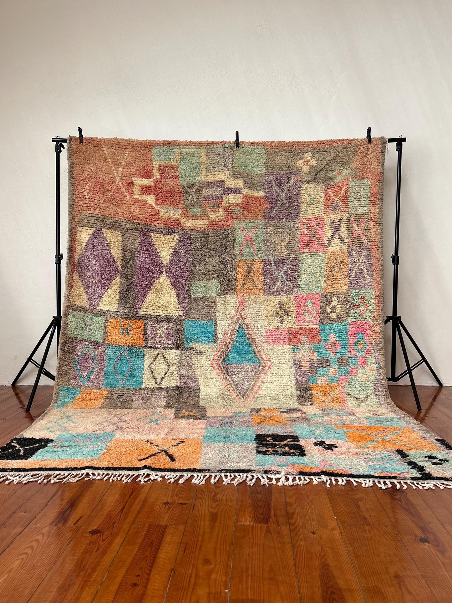 Multi-Coloured, Boujad Moroccan Handmade Rug; 300 x 200 cm (Berber Carpet)