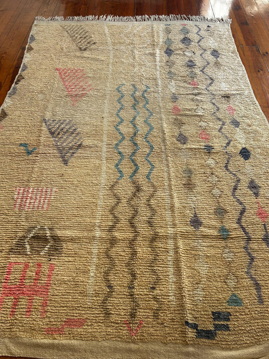 Cream Boujad Moroccan Handmade Rug; 280 x 185 cm (Berber Carpet)