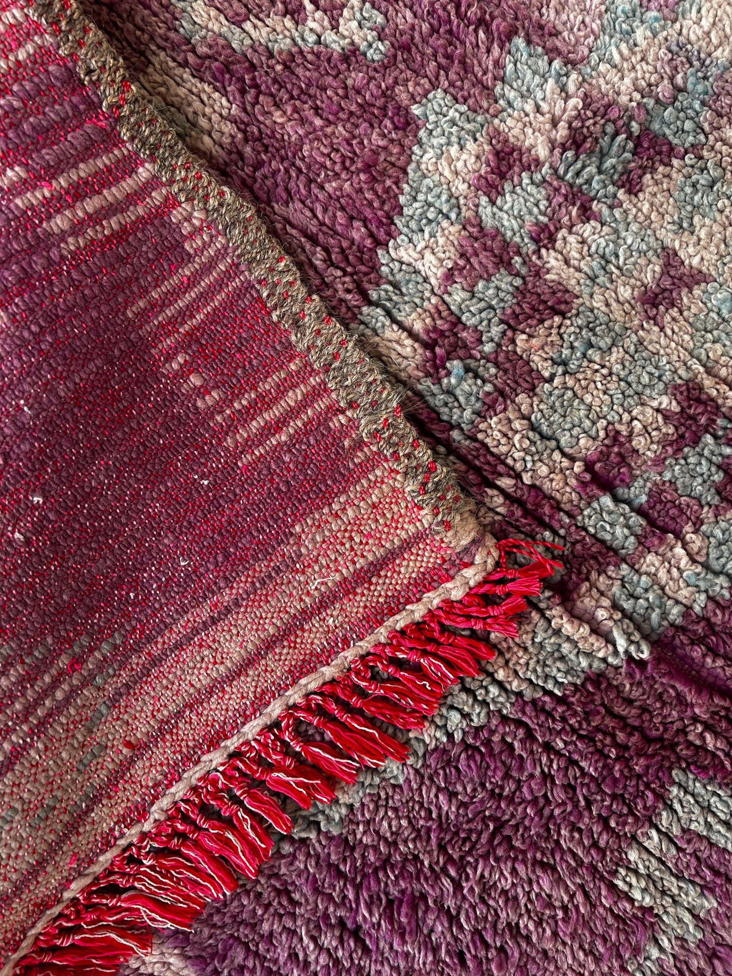 Purple Vintage Beni Mguild Runner; 310 x 108 cm (Moroccan Berber Carpet)