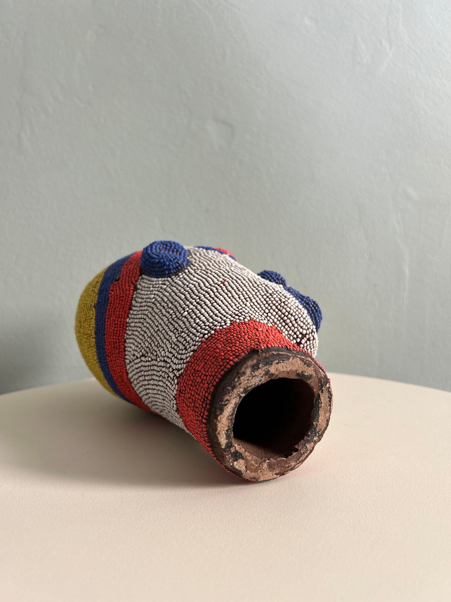 White Unique Cameroon Beaded Head