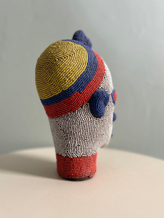 White Unique Cameroon Beaded Head