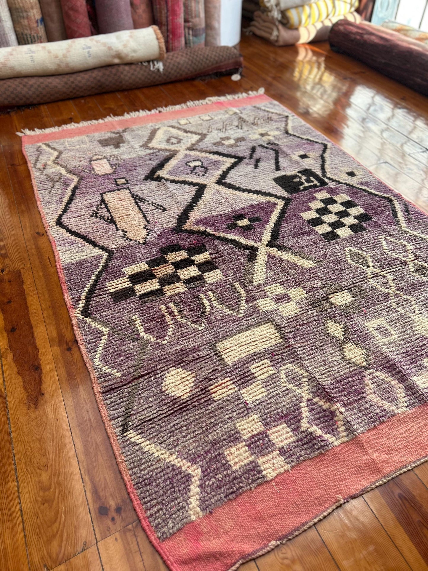Purple Moroccan Boujad Rug; 245 x 165 cm