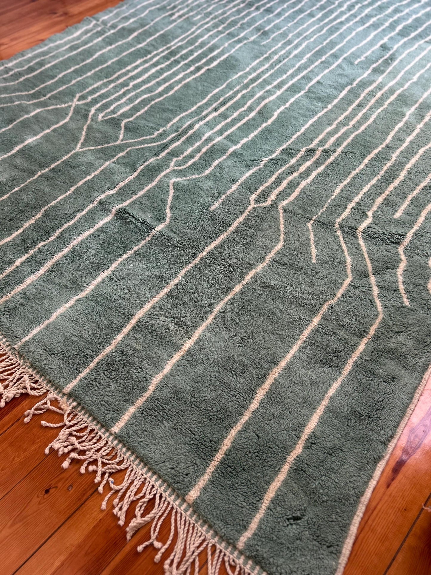 Green Beni Mrirt Moroccan Rug Berber Carpet Tapis