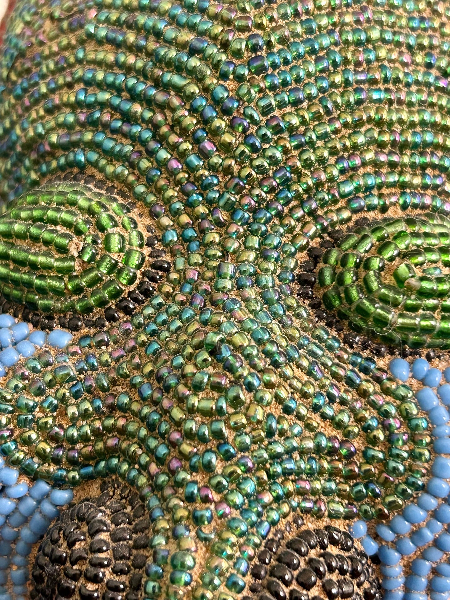 Unique Green and Red Cameroon Beaded Head