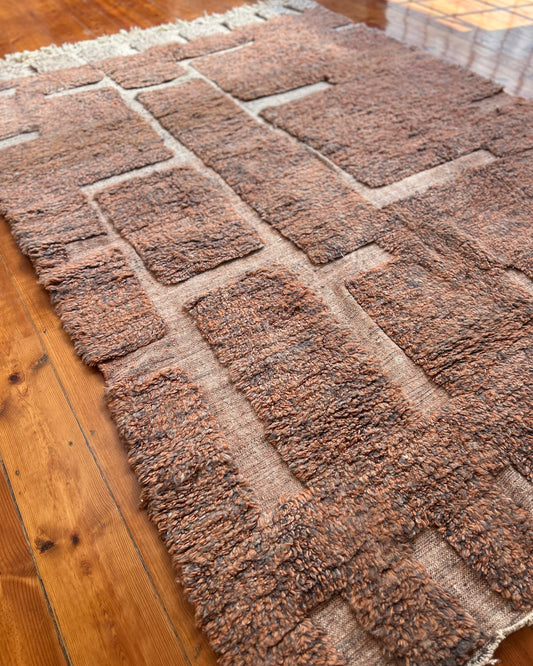 Brown Boujad Moroccan Rug; 300 x 210 cm (Handmade Berber Carpet)