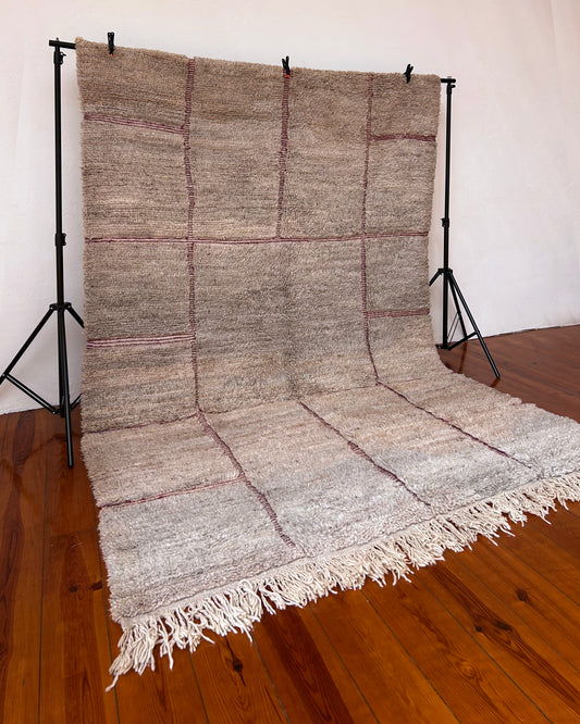 Grey Boujad Moroccan Rug; 300 x 200 cm (Handmade Berber Carpet)