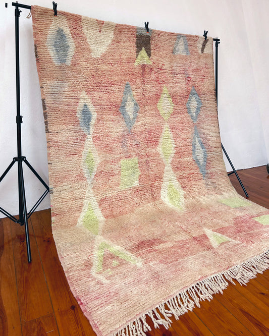 Pink Moroccan Boujad Rug; 275 x 197 cm (Handmade Berber Carpet)