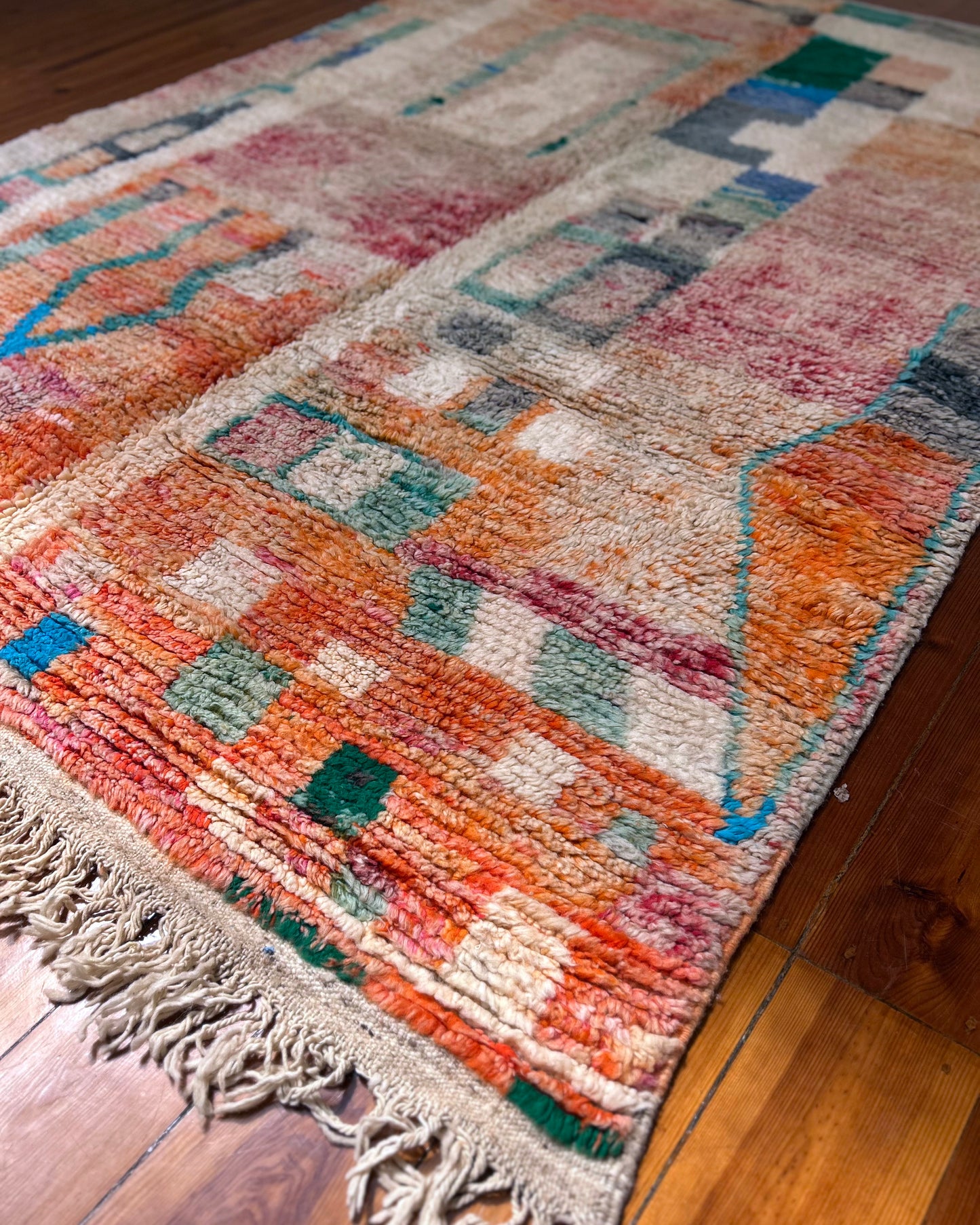 Multi-Coloured Boujad Moroccan Rug; 300 x 200 cm (Berber Handmade Carpet)