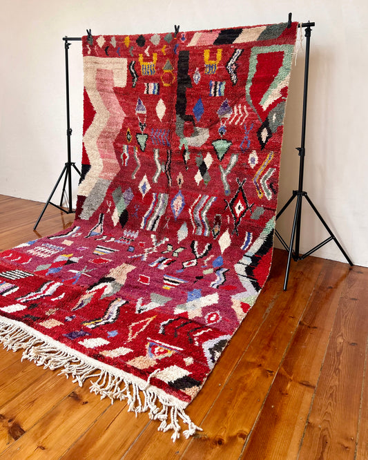 Red Boujad Moroccan Rug; 320 x 200 cm (Handmade Berber Carpet)