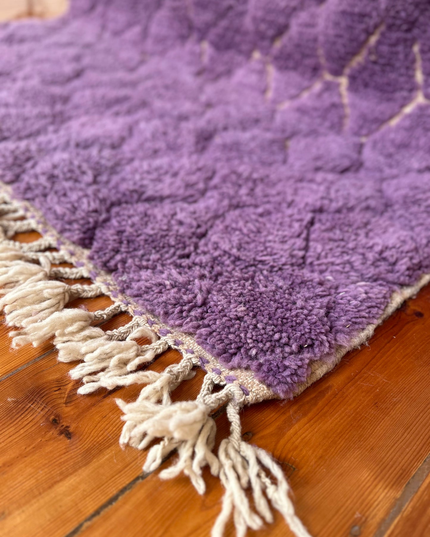 Purple Moroccan Boujad Rug; 250 x 150 cm (Berber Handmade Carpet)