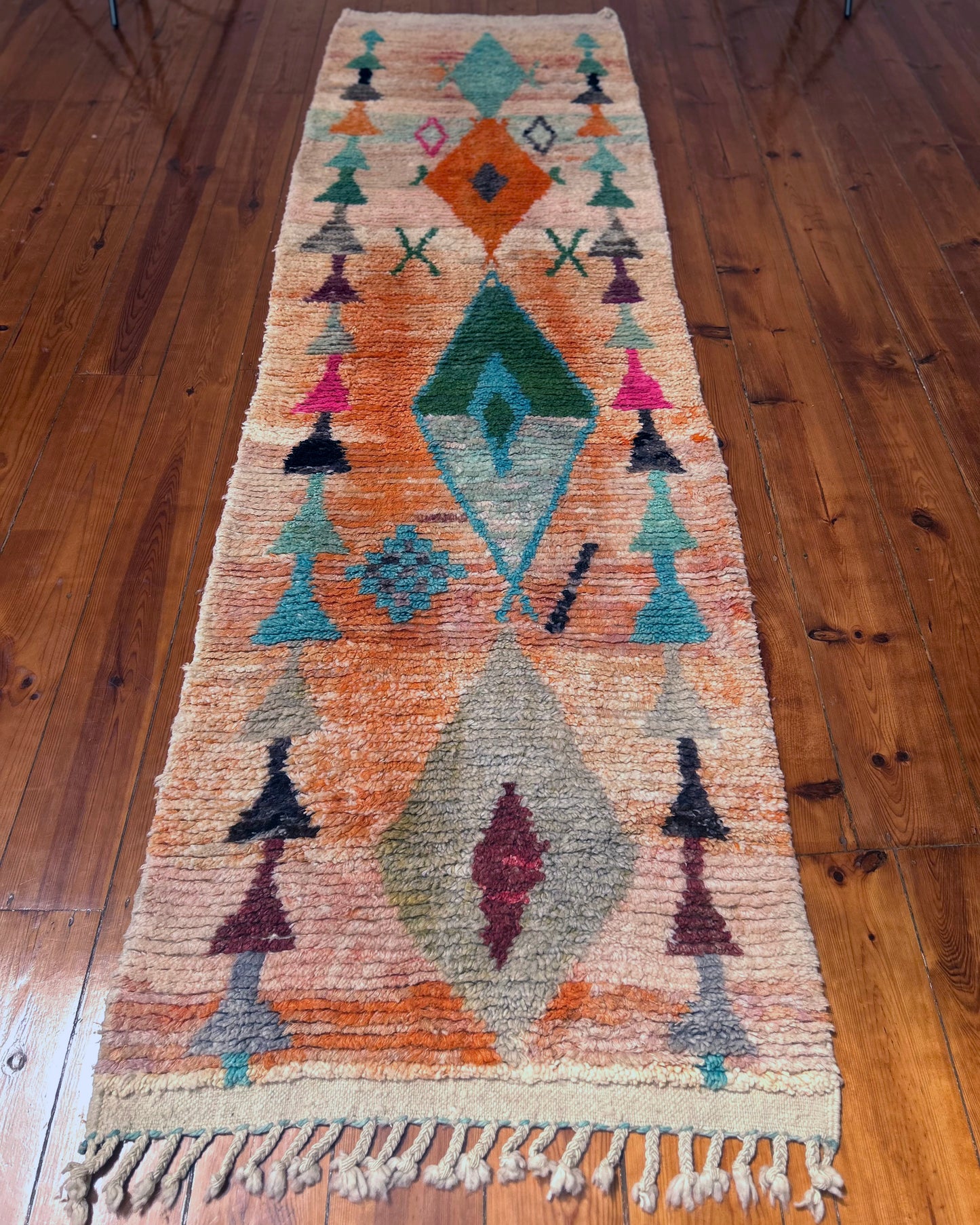 Orange Boujad Runner; 300 x 85 cm (Moroccan Berber Carpet)