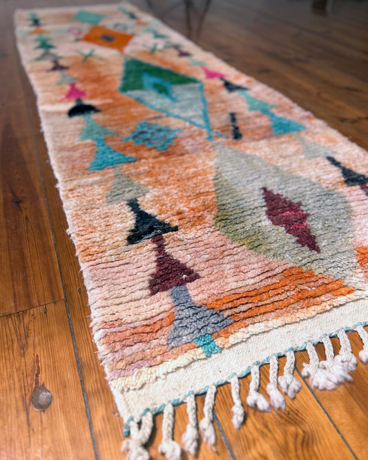 Orange Boujad Runner; 300 x 85 cm (Moroccan Berber Carpet)