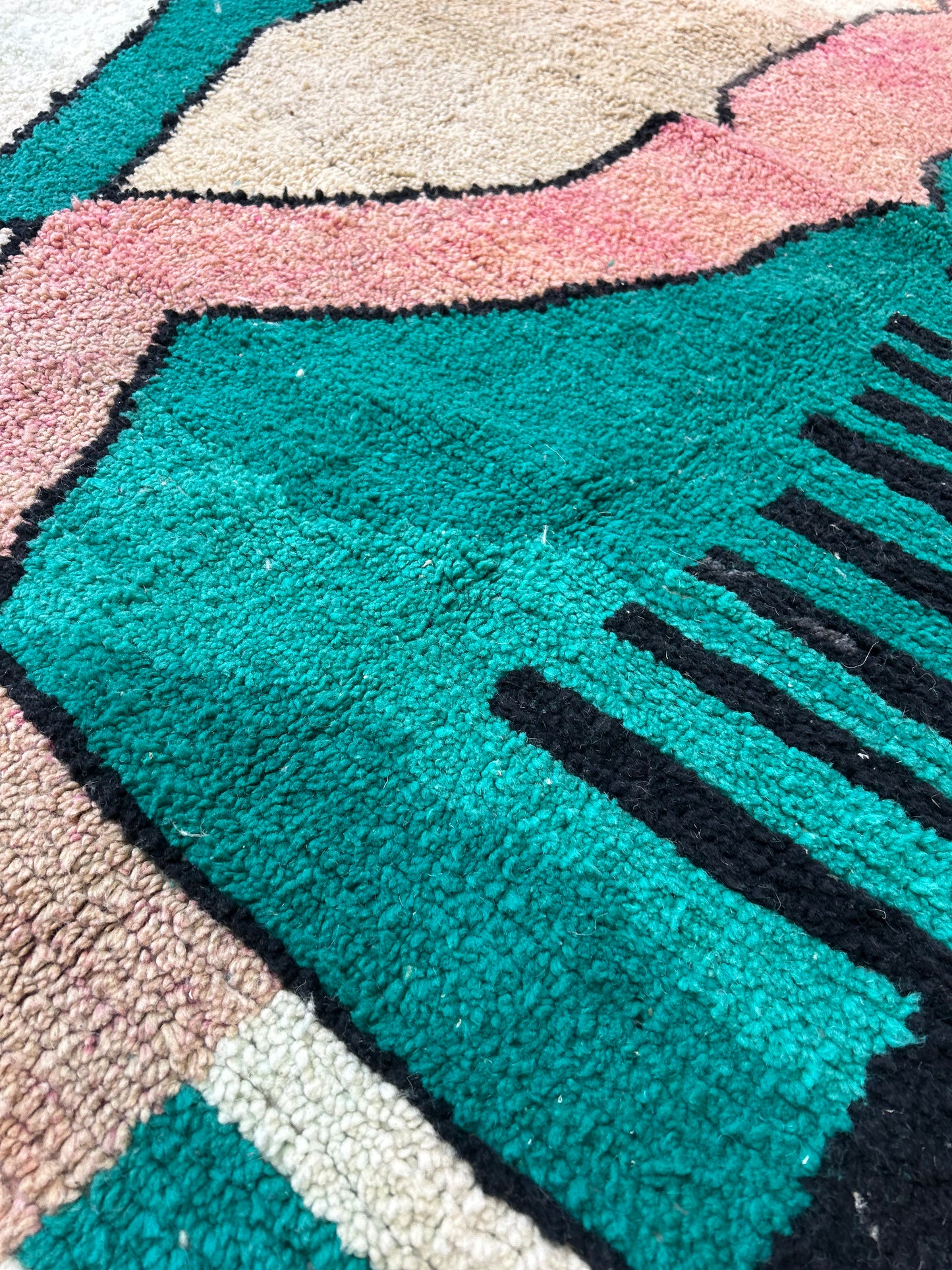 Boujad Turquoise Abstract Moroccan Rug
