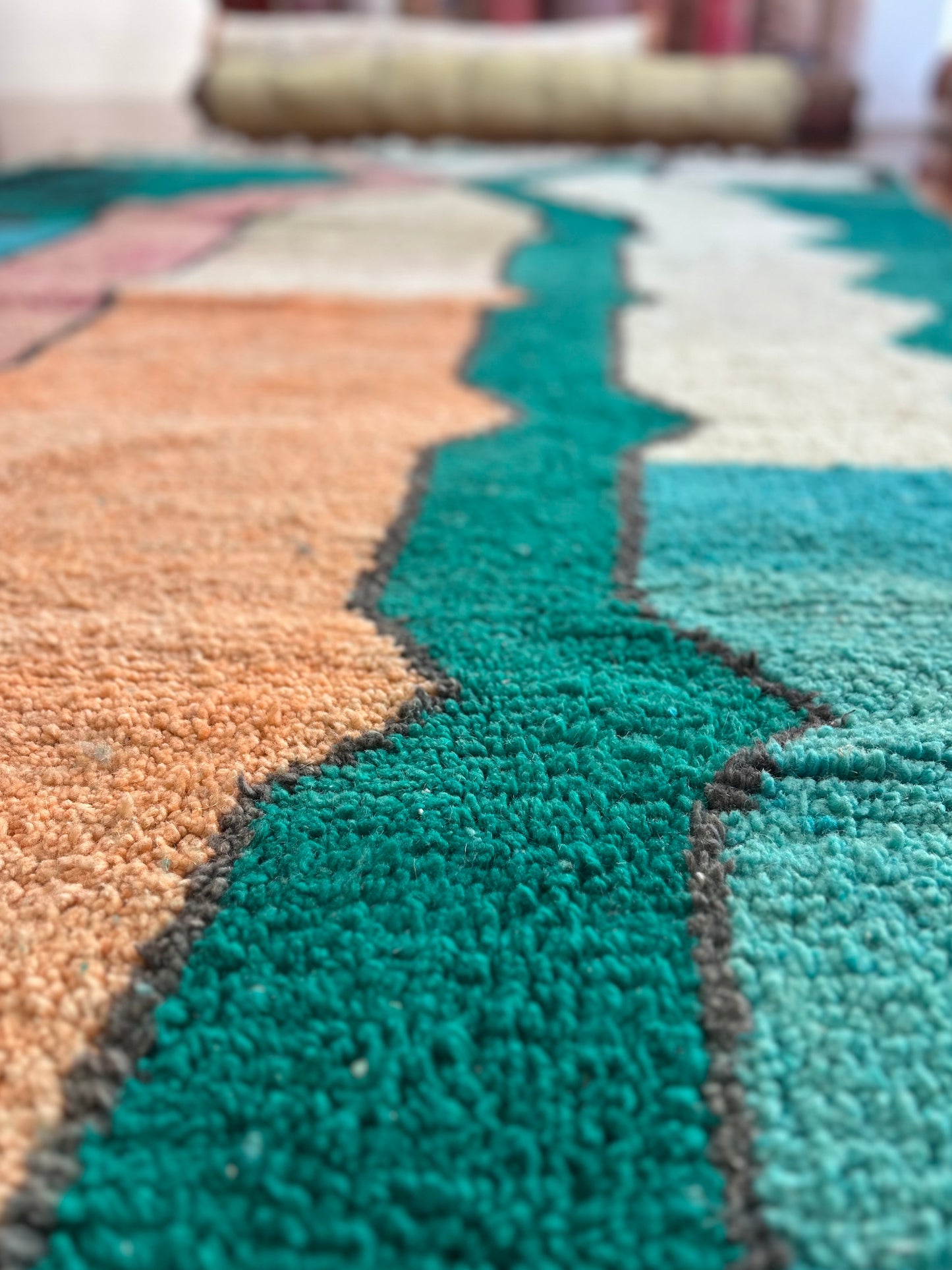 Boujad Turquoise Abstract Moroccan Rug