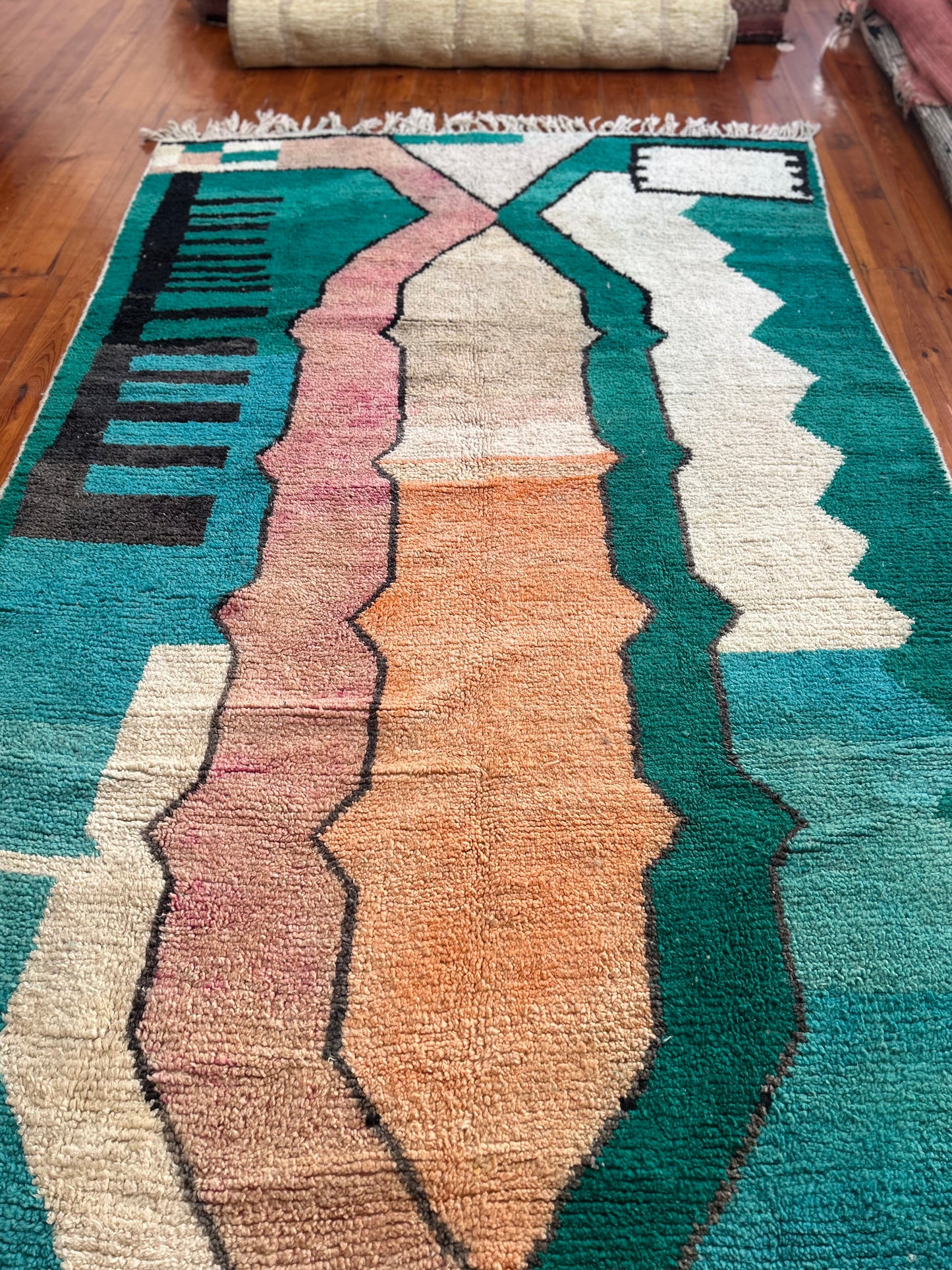 Boujad Turquoise Abstract Moroccan Rug