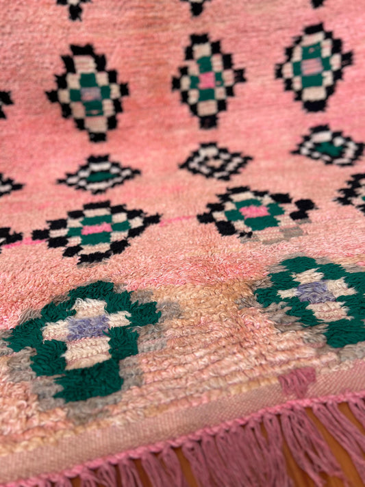 Pink Beni Mguild Moroccan Rug; 250 x 143 cm