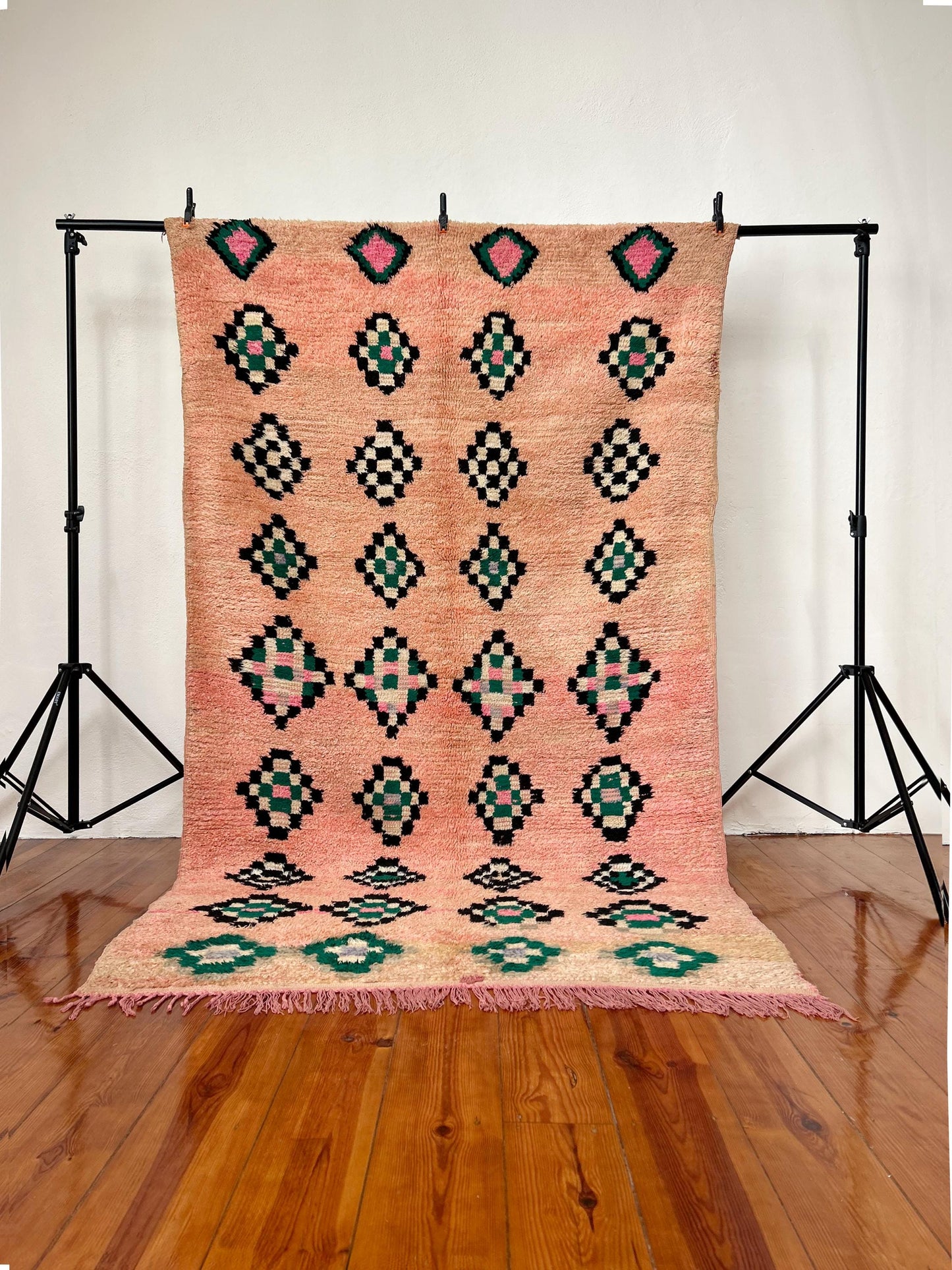 Pink Beni Mguild Moroccan Rug; 250 x 143 cm