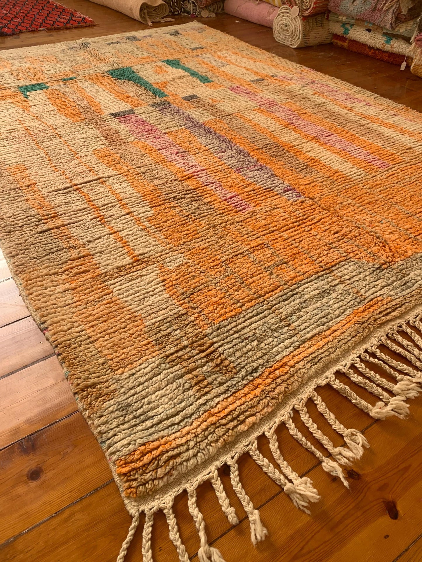 Orange Boujad Moroccan Handmade Rug, 300 x 200 cm