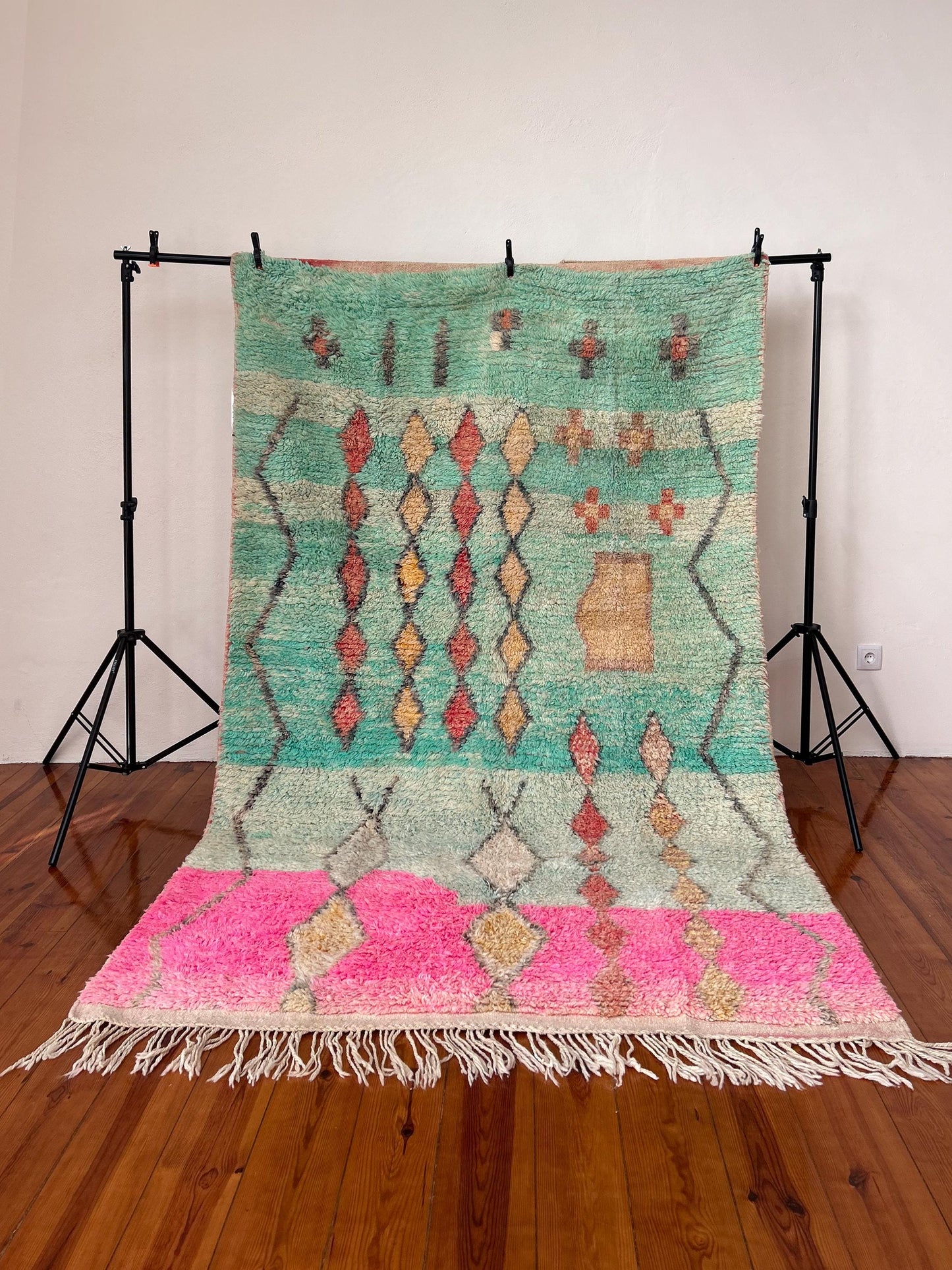 Turquoise Boujad Moroccan Rug; 270 x 174 cm (Berber Handmade Carpet)