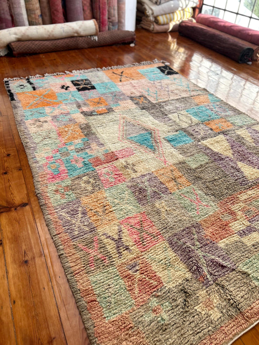 Multi-Coloured, Boujad Moroccan Handmade Rug; 300 x 200 cm (Berber Carpet)