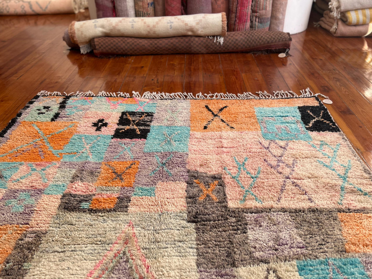 Multi-Coloured, Boujad Moroccan Handmade Rug; 300 x 200 cm (Berber Carpet)