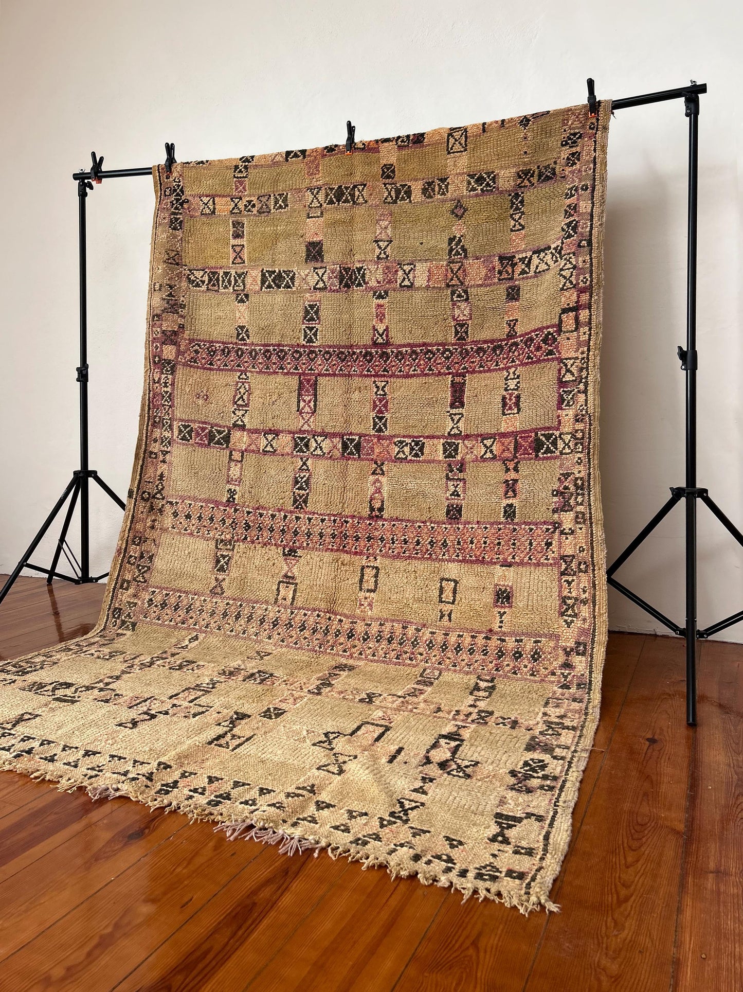 Vintage Green Beni Mguild Moroccan Rug