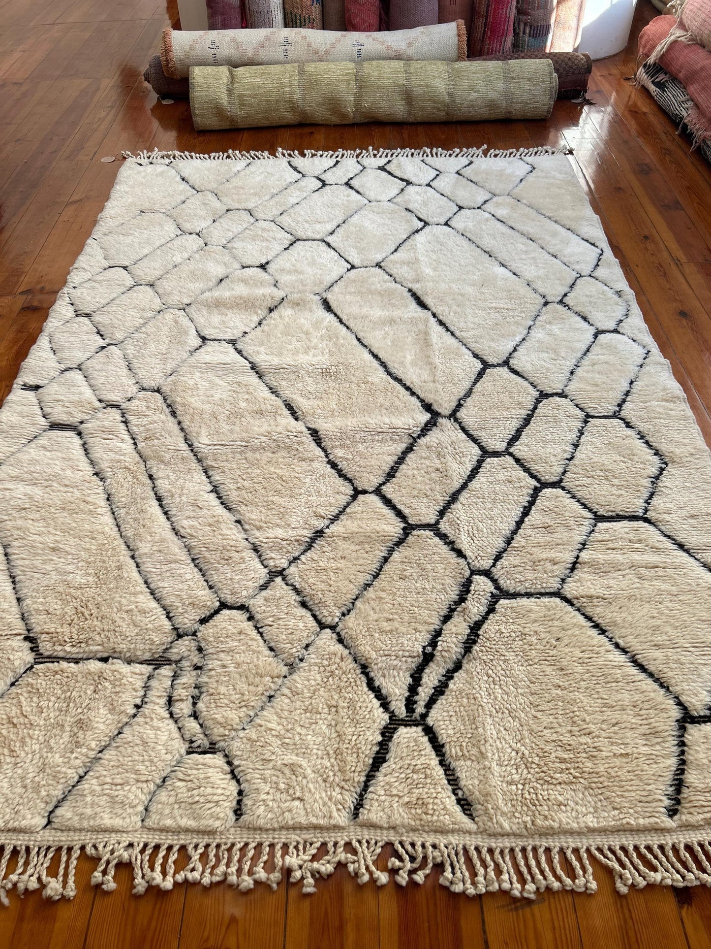 Luxury Cream Beni Mrirt Moroccan Rug