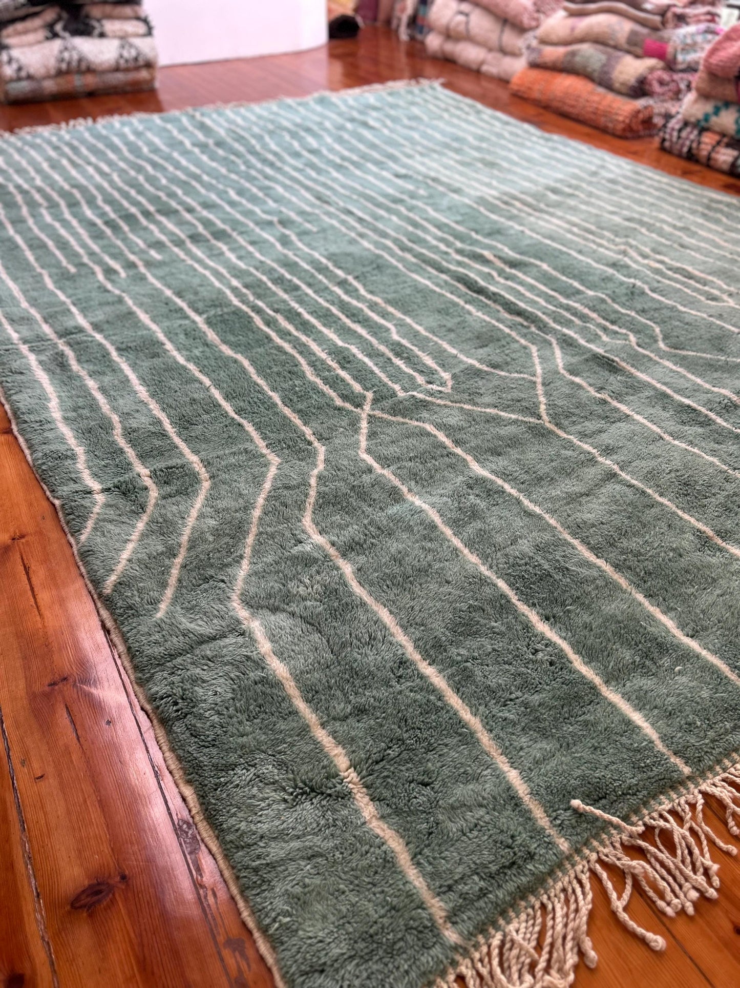 Green Beni Mrirt Moroccan Rug Berber Carpet Tapis
