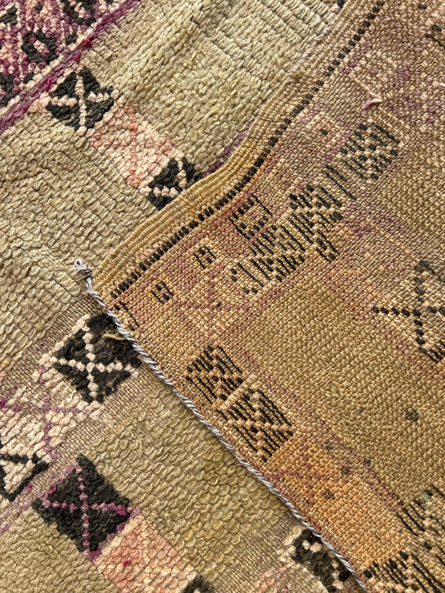 Vintage Green Beni Mguild Moroccan Rug