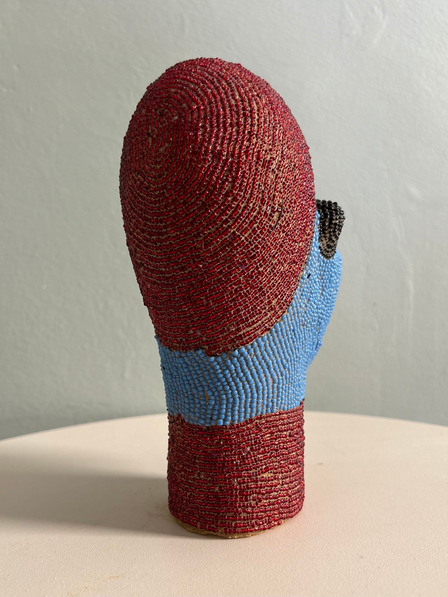 Unique Green and Red Cameroon Beaded Head