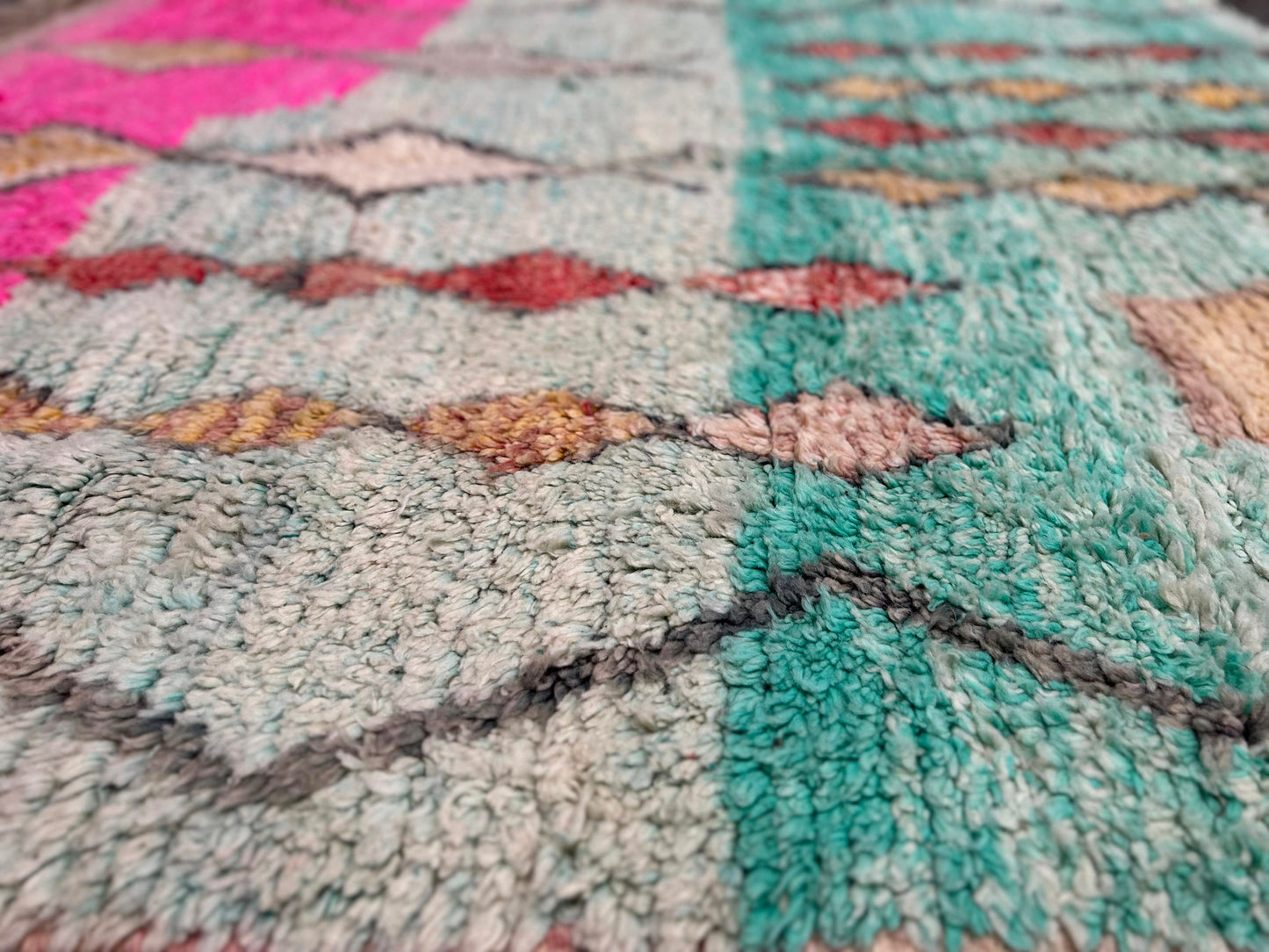 Turquoise Boujad Moroccan Rug; 270 x 174 cm (Berber Handmade Carpet)