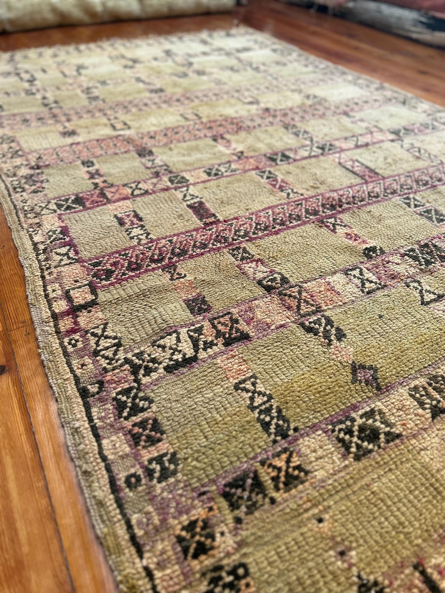 Vintage Green Beni Mguild Moroccan Rug