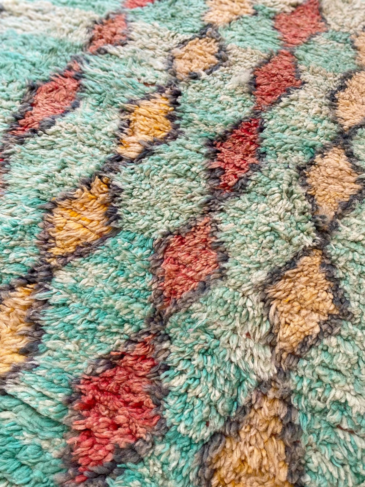 Turquoise Boujad Moroccan Rug; 270 x 174 cm (Berber Handmade Carpet)