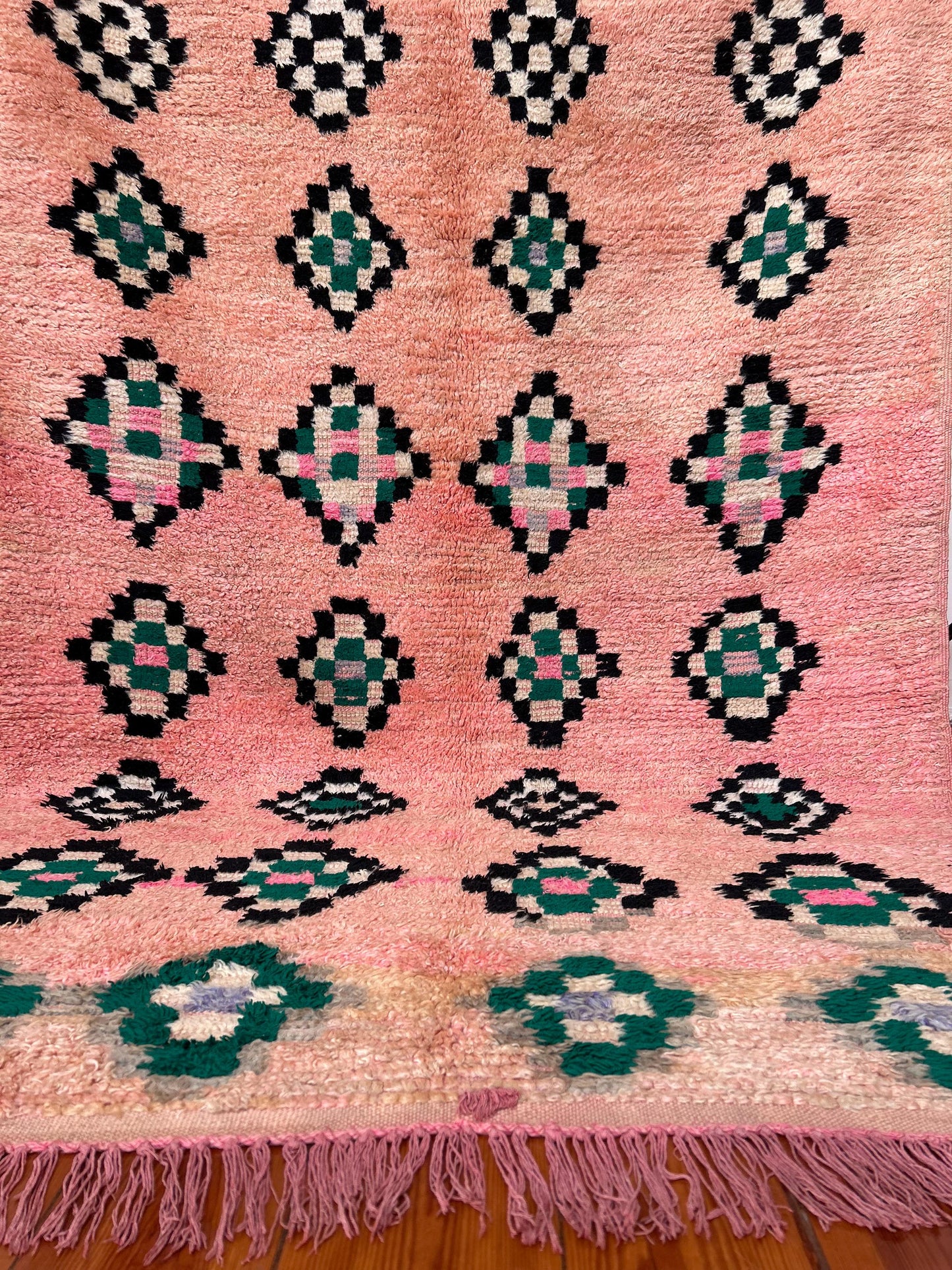 Pink Beni Mguild Moroccan Rug; 250 x 143 cm