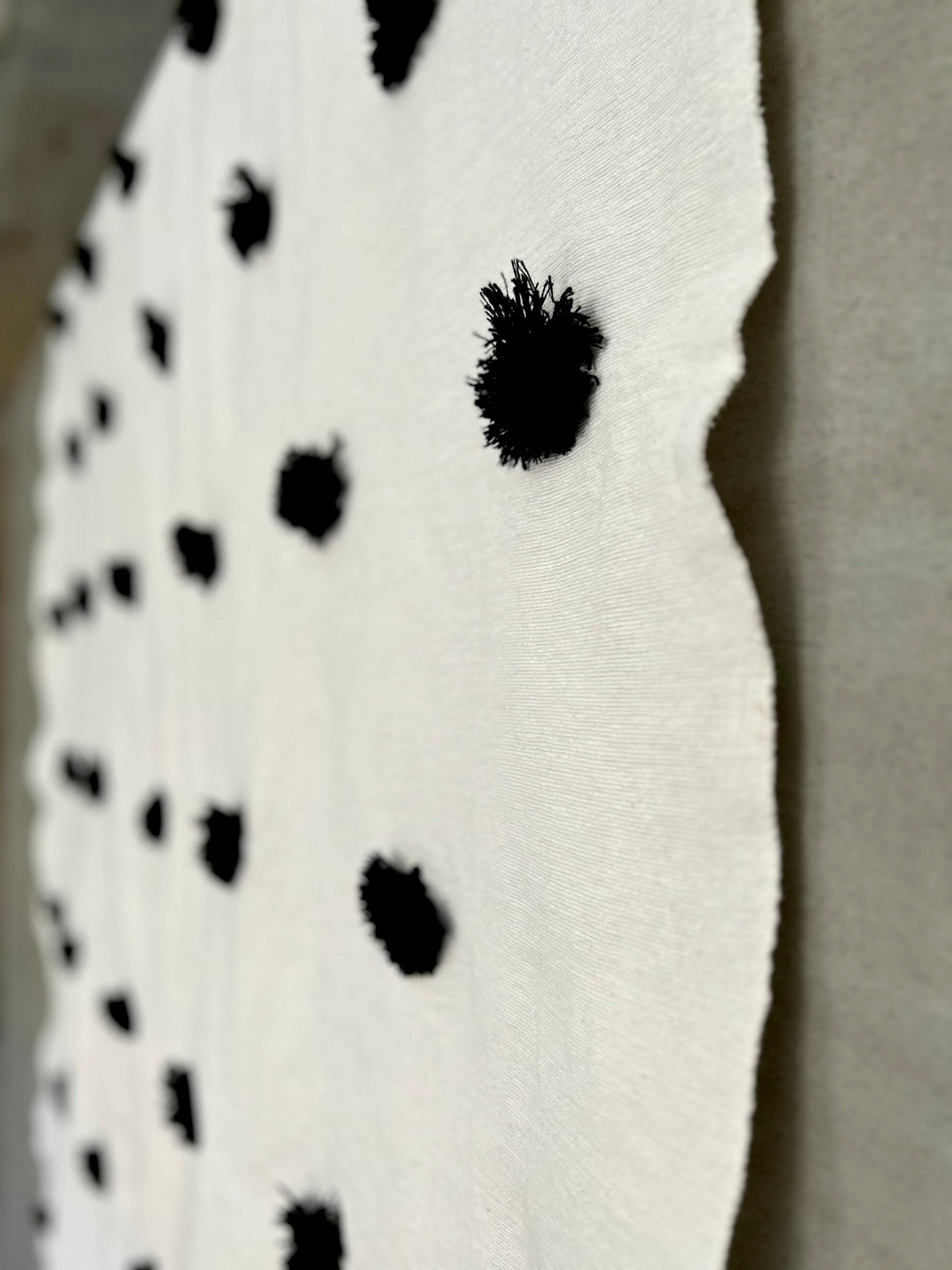 Black Moroccan Handmade Pompom Blanket / Bedspread