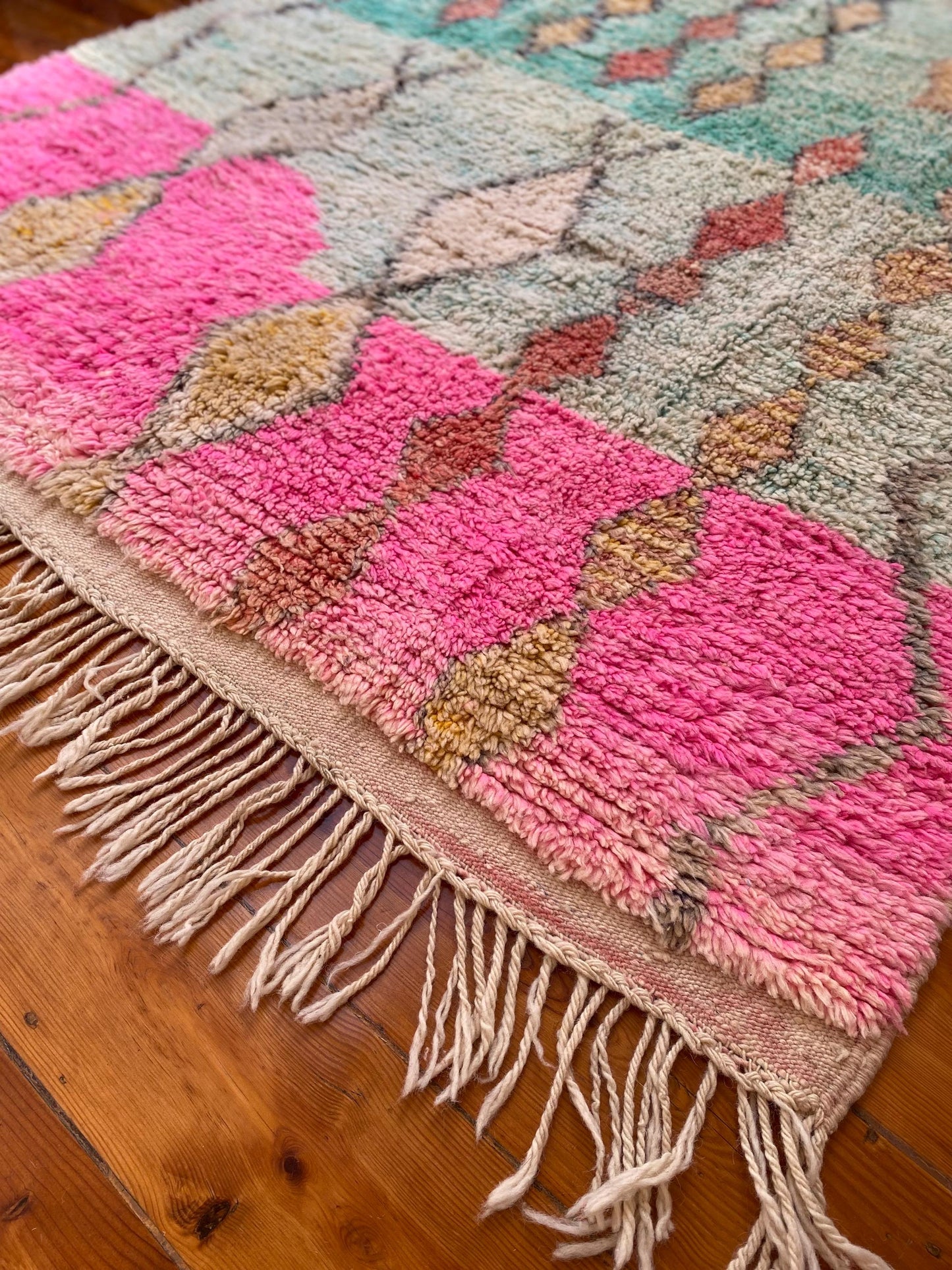 Turquoise Boujad Moroccan Rug; 270 x 174 cm (Berber Handmade Carpet)