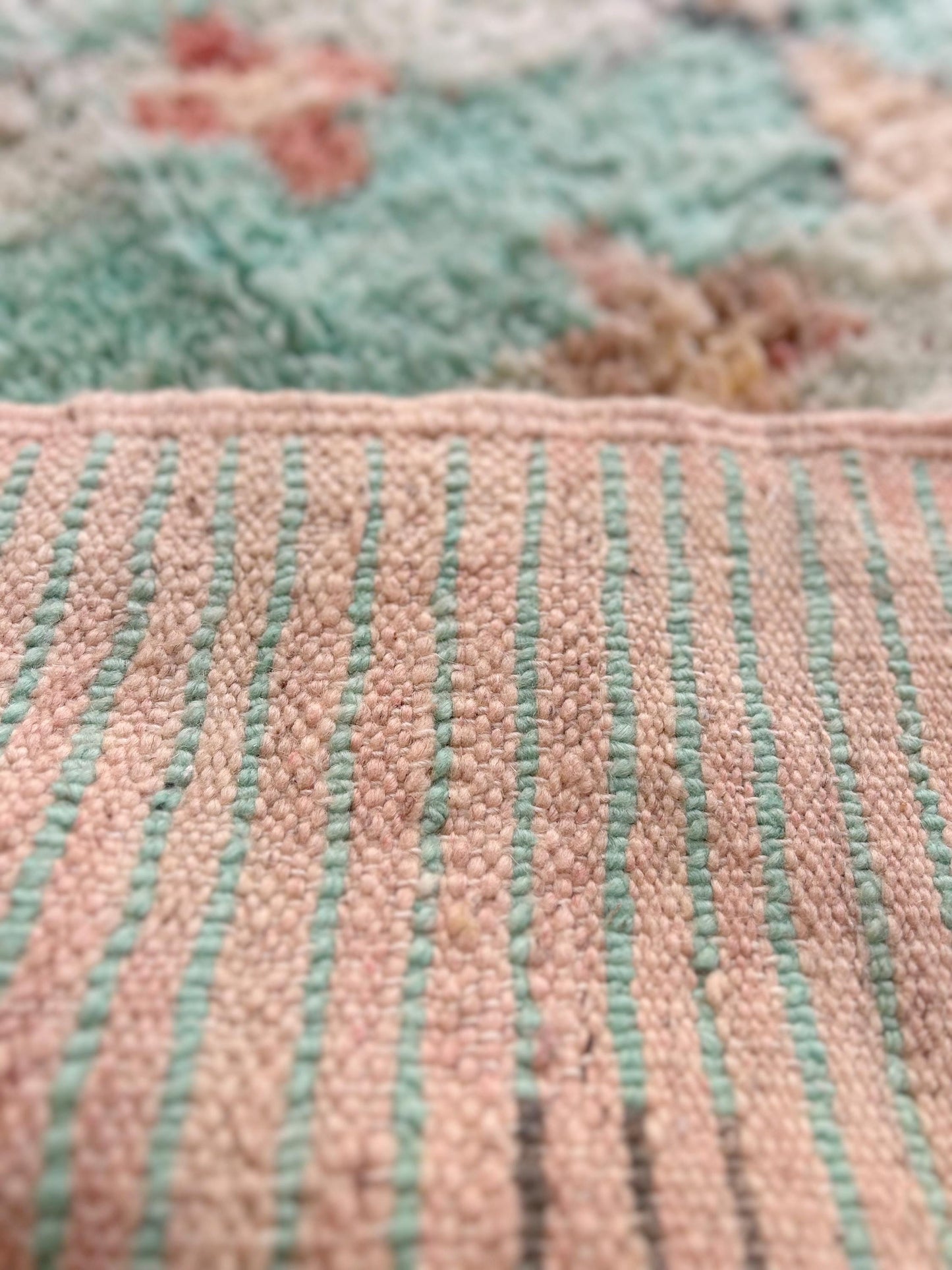 Turquoise Boujad Moroccan Rug; 270 x 174 cm (Berber Handmade Carpet)
