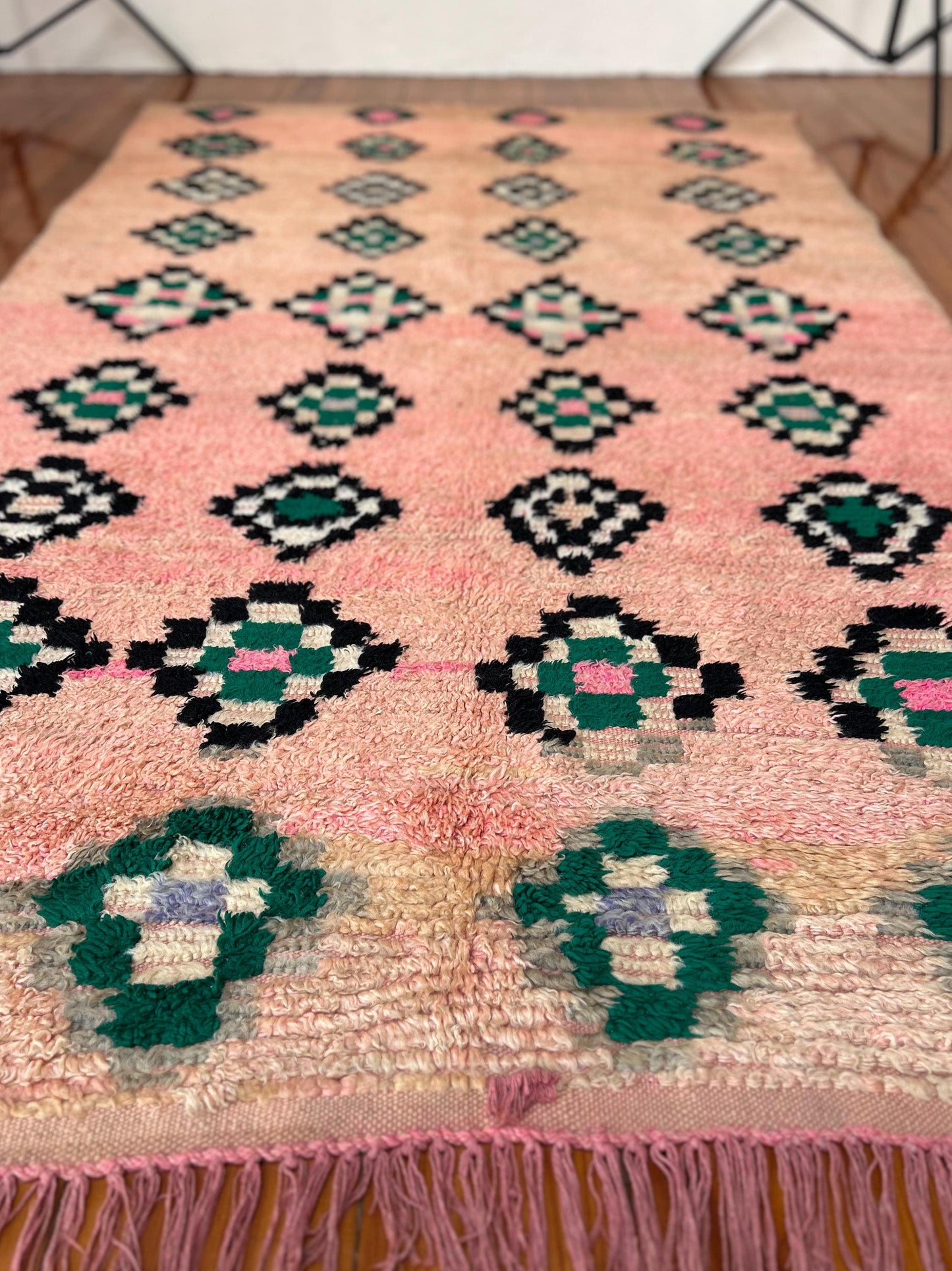 Pink Beni Mguild Moroccan Rug; 250 x 143 cm