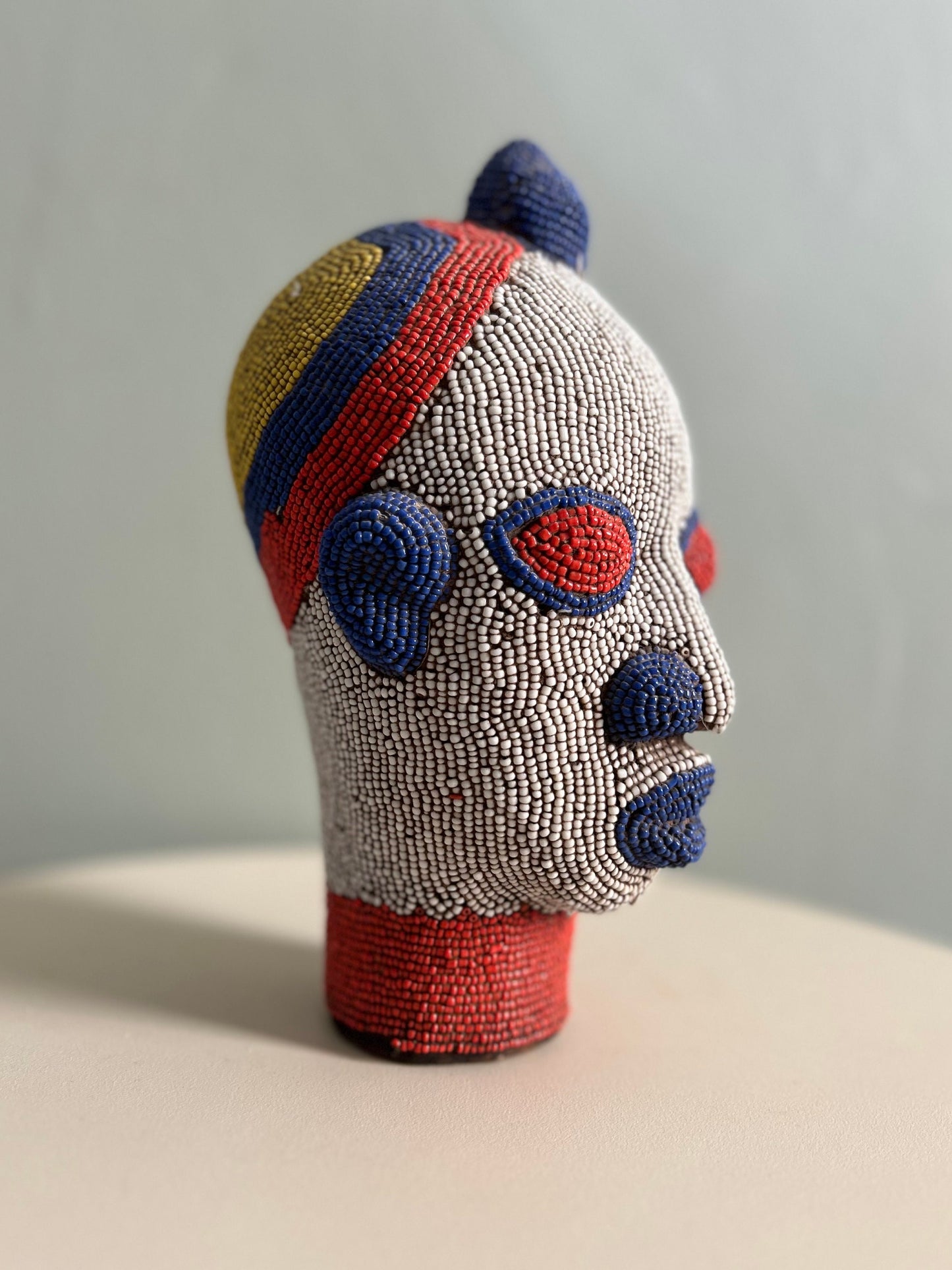 White Unique Cameroon Beaded Head