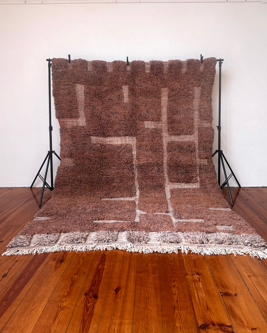 Brown Boujad Moroccan Rug; 300 x 210 cm (Handmade Berber Carpet)