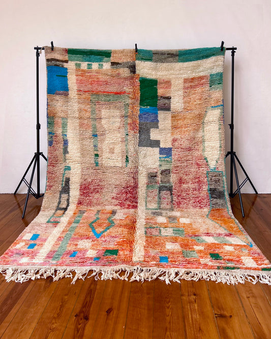 Multi-Coloured Boujad Moroccan Rug; 300 x 200 cm (Berber Handmade Carpet)