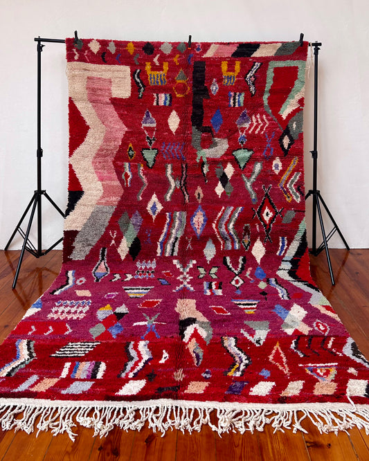Red Boujad Moroccan Rug; 320 x 200 cm (Handmade Berber Carpet)