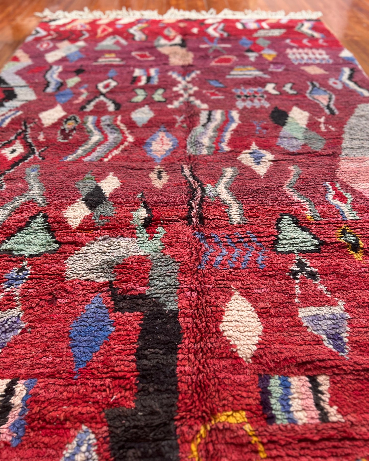 Red Boujad Moroccan Rug; 320 x 200 cm (Handmade Berber Carpet)
