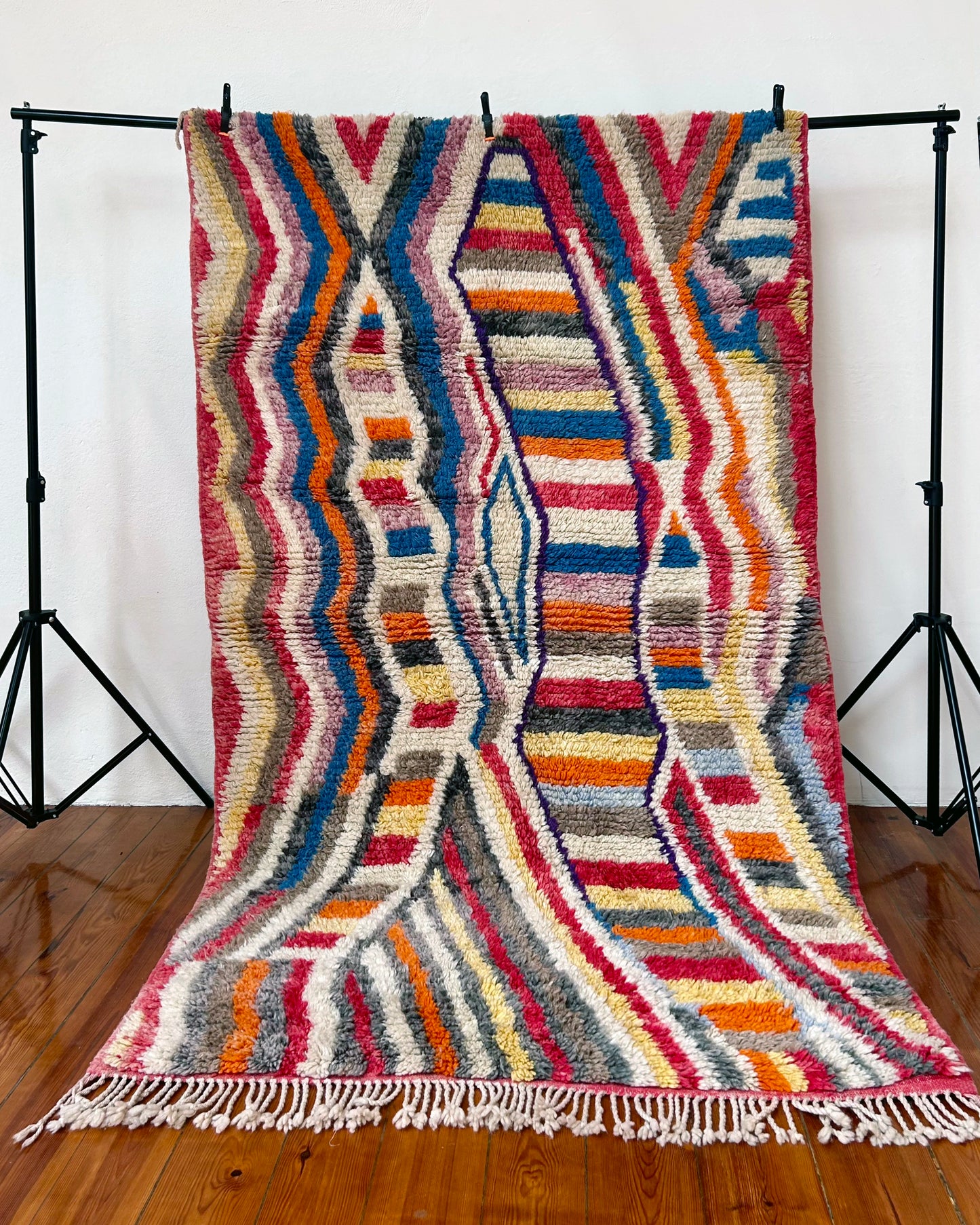 Multicoloured Moroccan Boujad Rug; 150  x 250 cm (Berber Handmade Carpet)